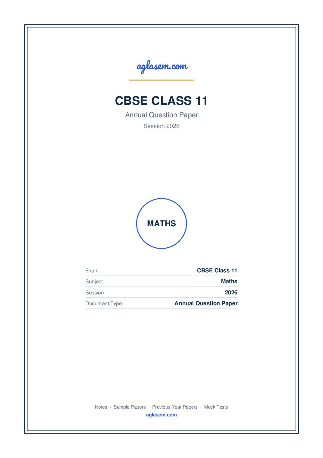 Class 11 Question Paper 2026 Maths - Page 1 of 12