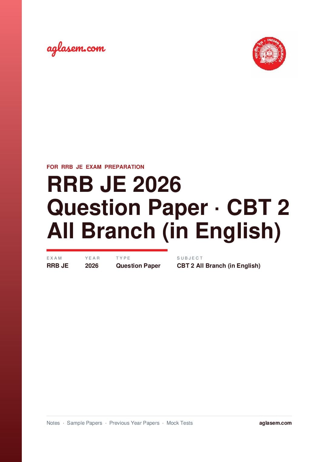 RRB JE 2026 CBT 2 Question Paper All Branch (in English) - Page 1 of 111