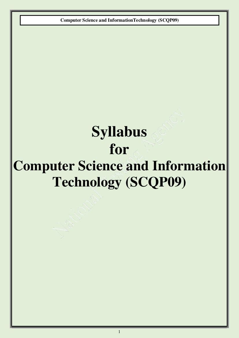 CUET PG 2024 Syllabus Computer Science and Information Technology - Page 1