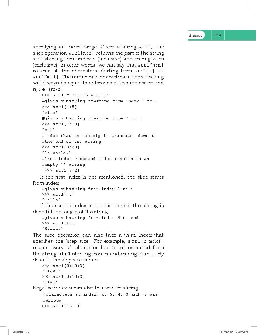 NCERT Book Class 11 Computer Science Chapter 8 Strings