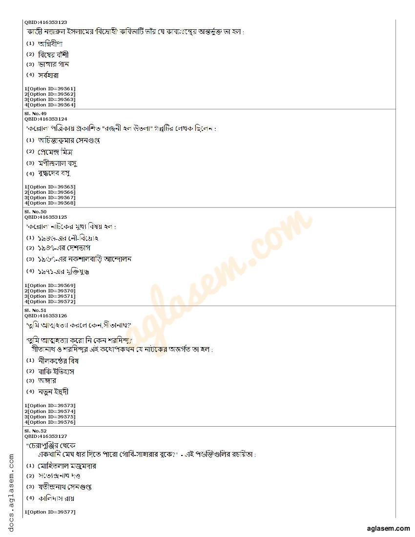 CUET PG Bengali Question Paper 2022 (PDF) Download Here AglaSem