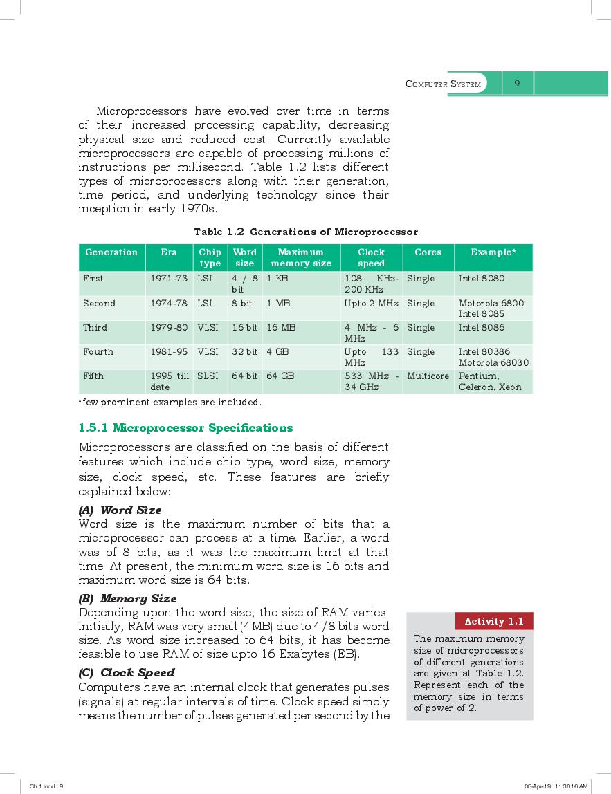 RBSE Book Class 11 Computer Science Chapter 1 Computer System - Hindi ...