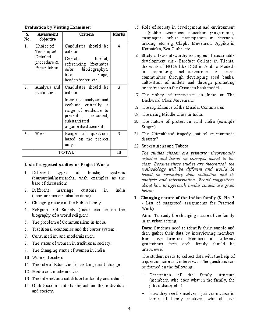 Isc Sociology Syllabus 2023 For Class 11 Class 12 2103