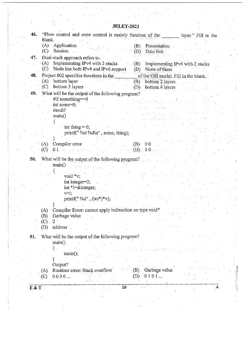 WB JELET 2021 Question Paper PDF: Engineering, B.Sc., Pharmacy