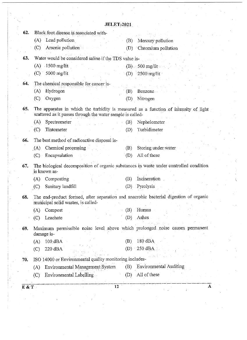 WB JELET 2021 Question Paper PDF: Engineering, B.Sc., Pharmacy