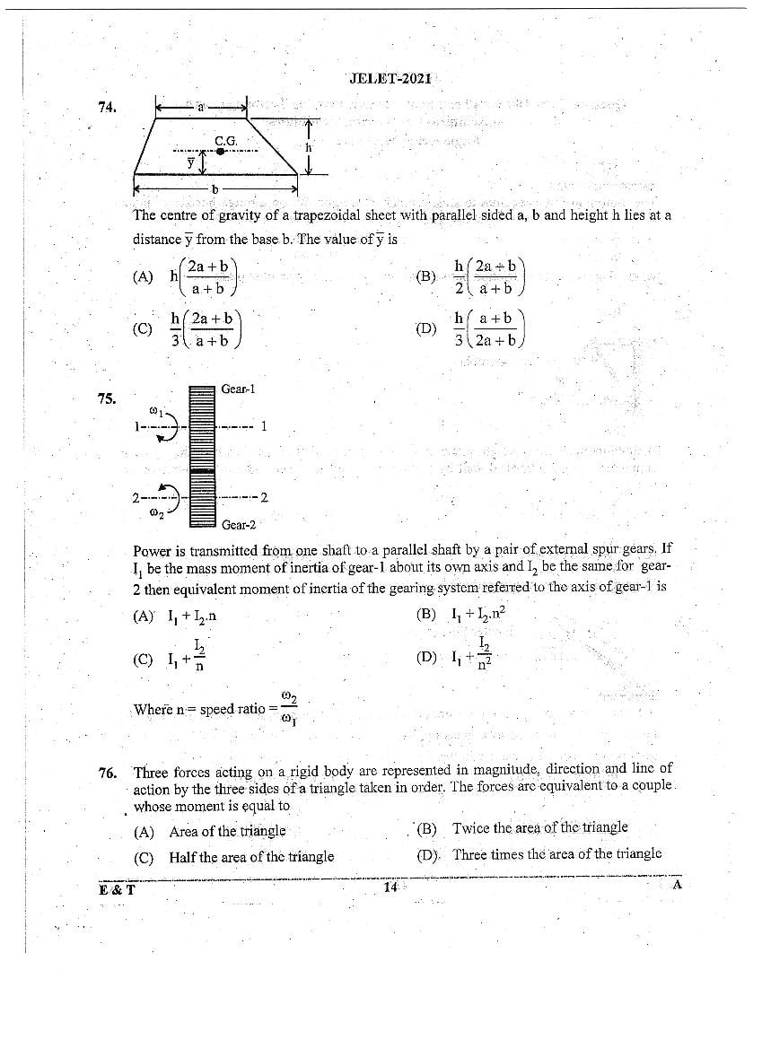 WB JELET 2021 Question Paper PDF: Engineering, B.Sc., Pharmacy