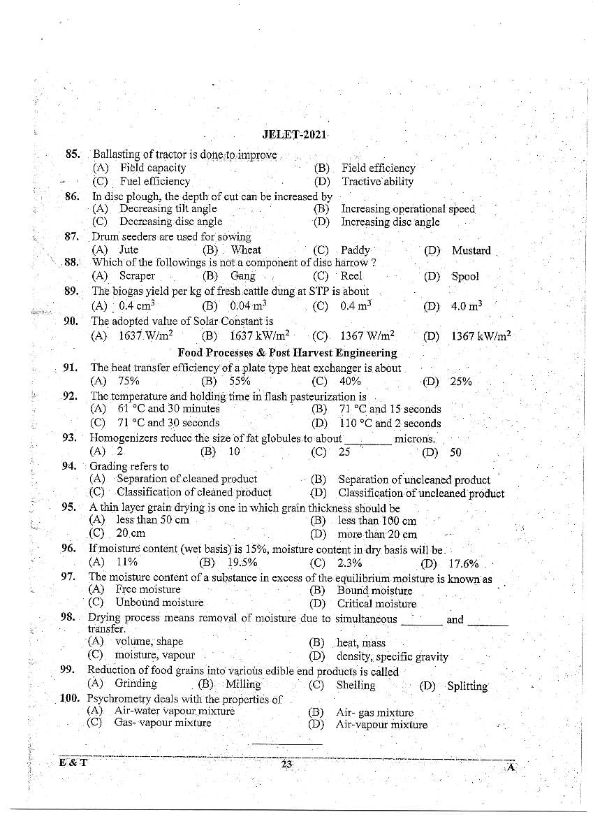 WB JELET 2021 Question Paper PDF: Engineering, B.Sc., Pharmacy