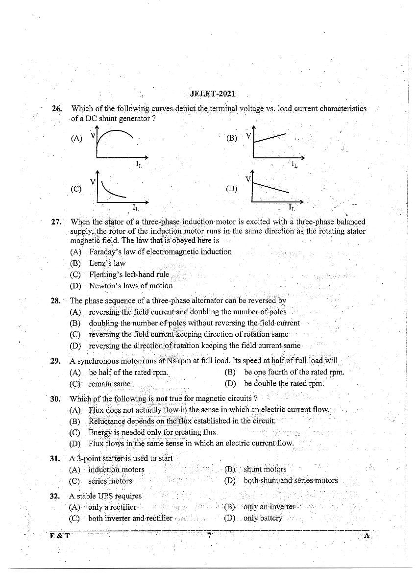 WB JELET 2021 Question Paper PDF: Engineering, B.Sc., Pharmacy