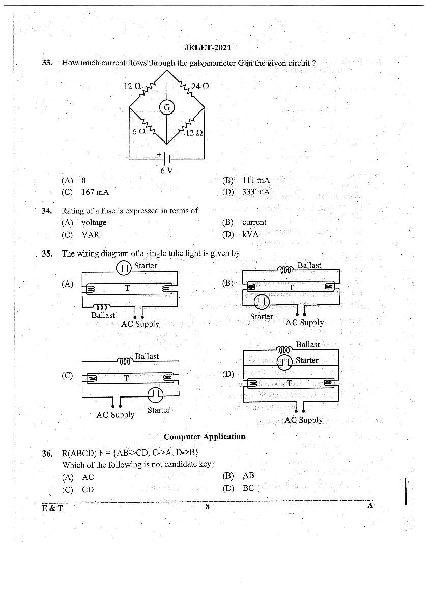 WB JELET 2021 Question Paper PDF: Engineering, B.Sc., Pharmacy