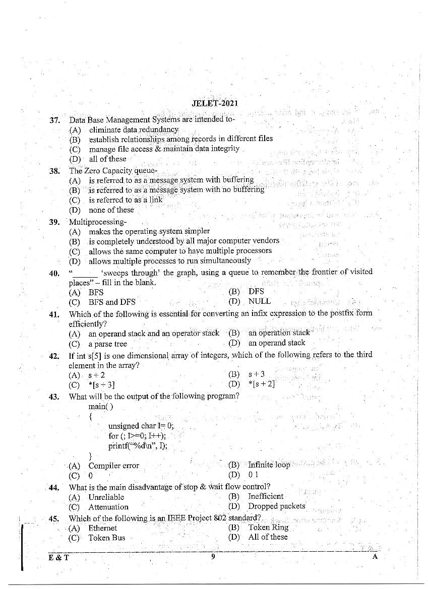WB JELET 2021 Question Paper PDF: Engineering, B.Sc., Pharmacy