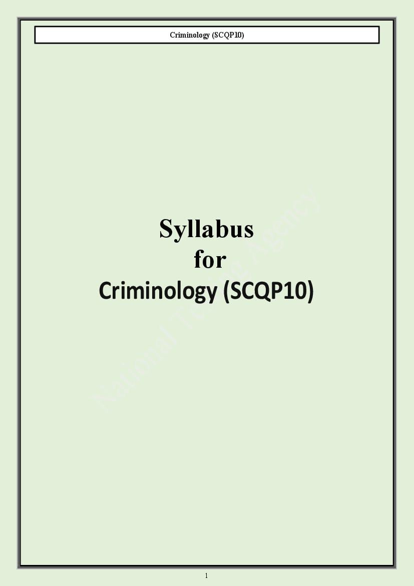CUET PG 2024 Syllabus Criminology - Page 1
