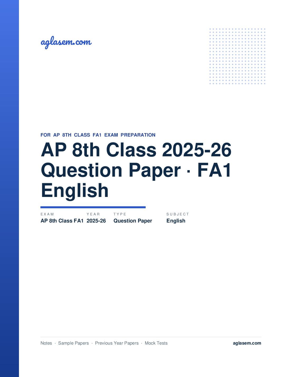 AP 8th Class Question Paper 2025-26 FA1 English - Page 1 of 7