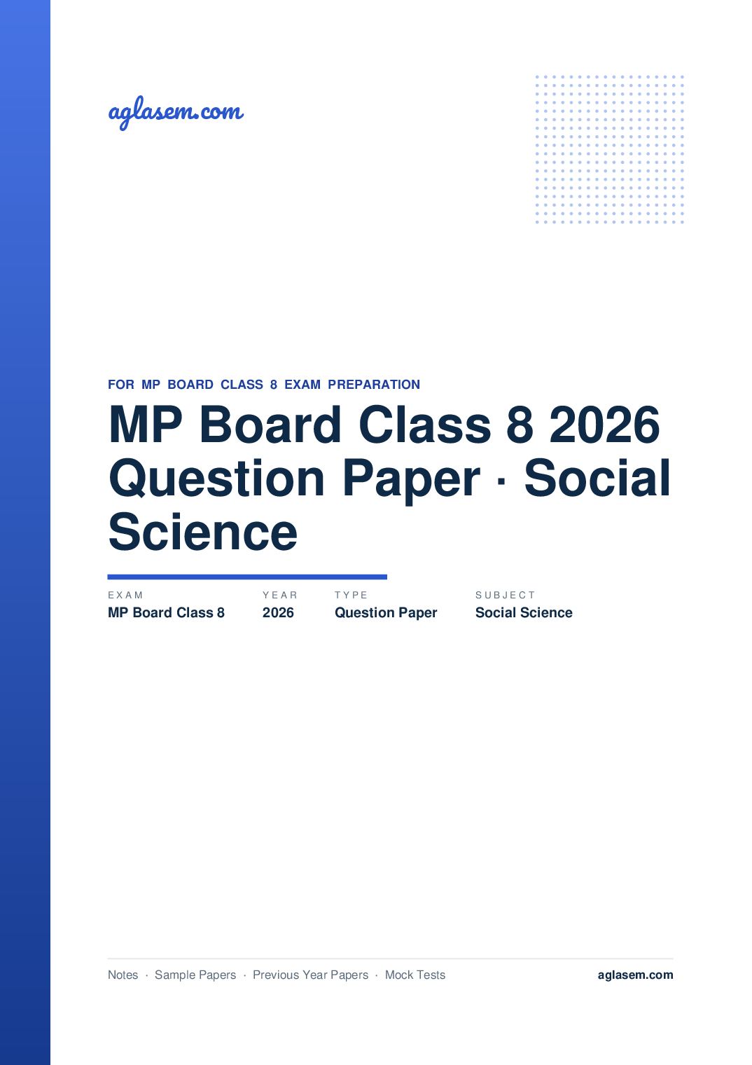 MP Board Class 8 Question Paper 2026 Social Science - Page 1 of 3