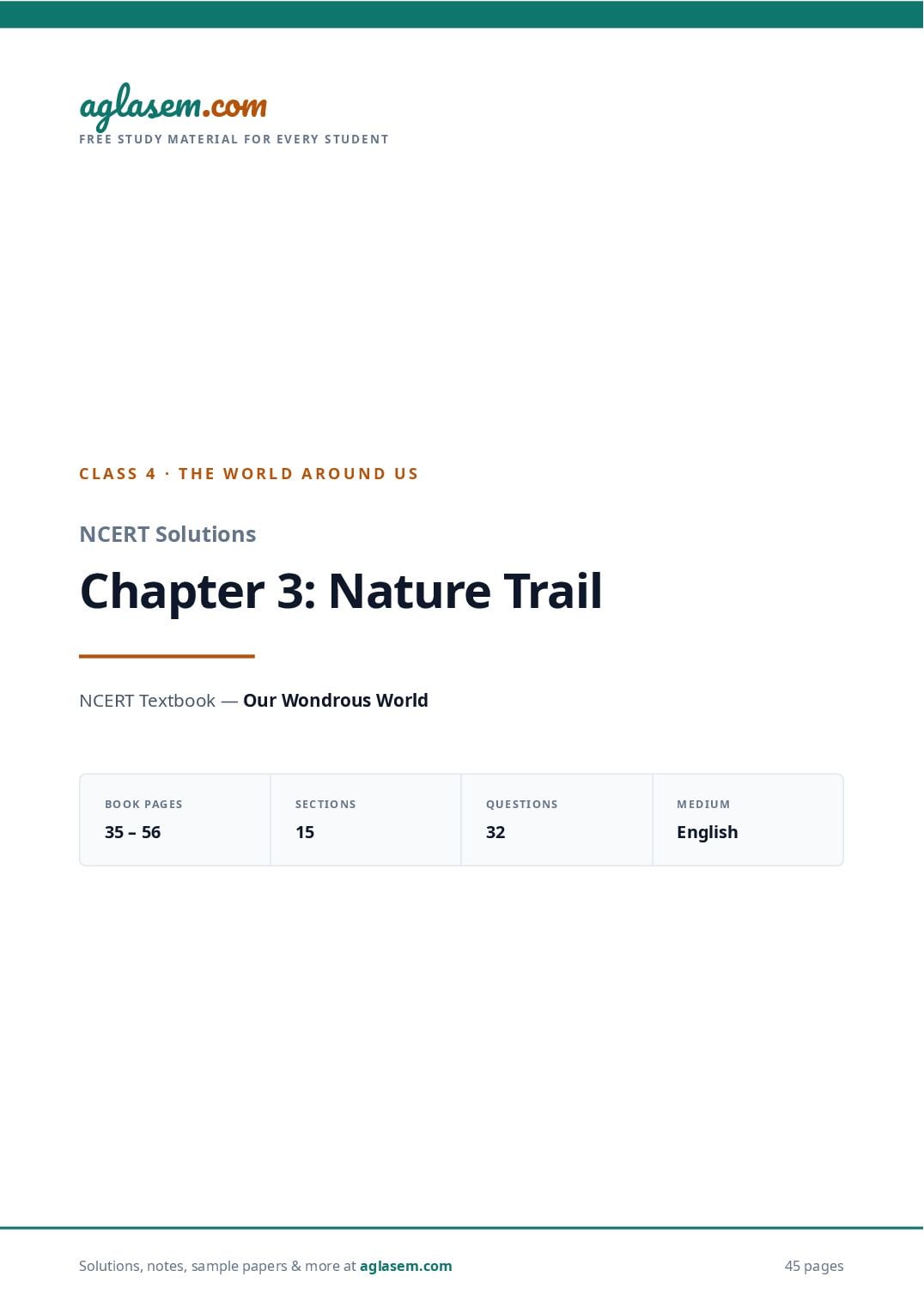 NCERT Solutions Class 4 The World Around Us Chapter 3 Nature Trail - Page 1 of 46