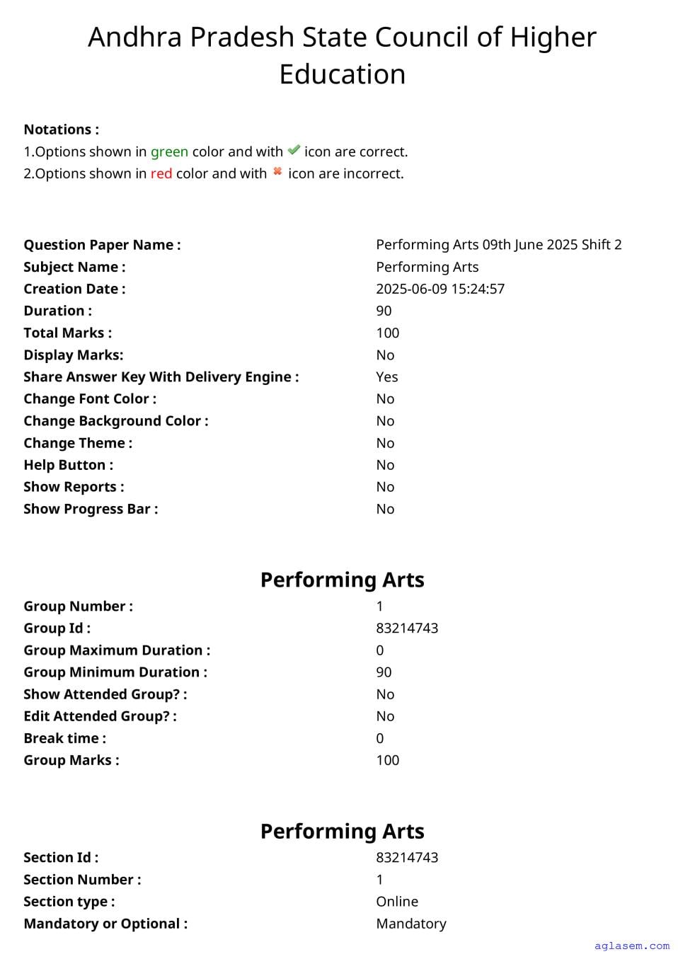 AP PGCET 2025 Question Paper with Answer Key Performing Arts - Page 1 of 60