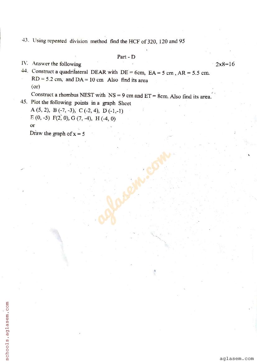 TN 8th Maths Half Yearly Question Paper 2023 (PDF)