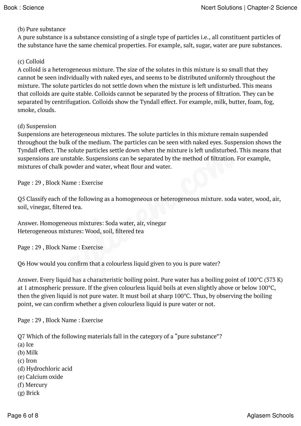 Ncert Solutions Class 9 Science Chapter 2 Is Matter Around Us Pure