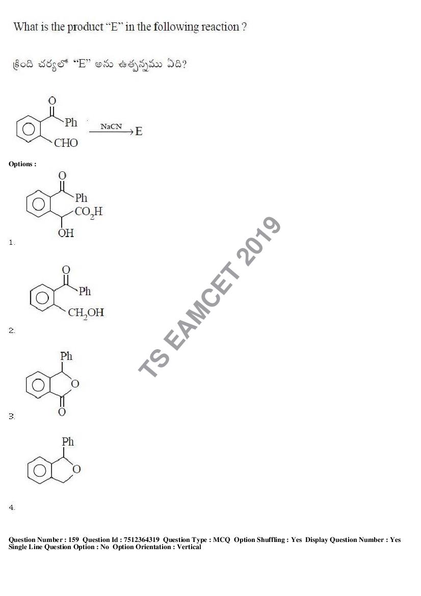 TS EAMCET 2019 Question Paper PDF with Answer Keys (8 Papers)