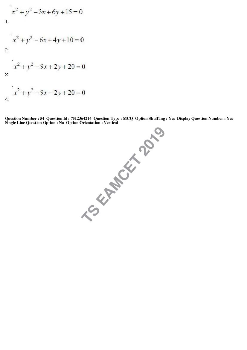 TS EAMCET 2019 Question Paper PDF with Answer Keys (8 Papers)