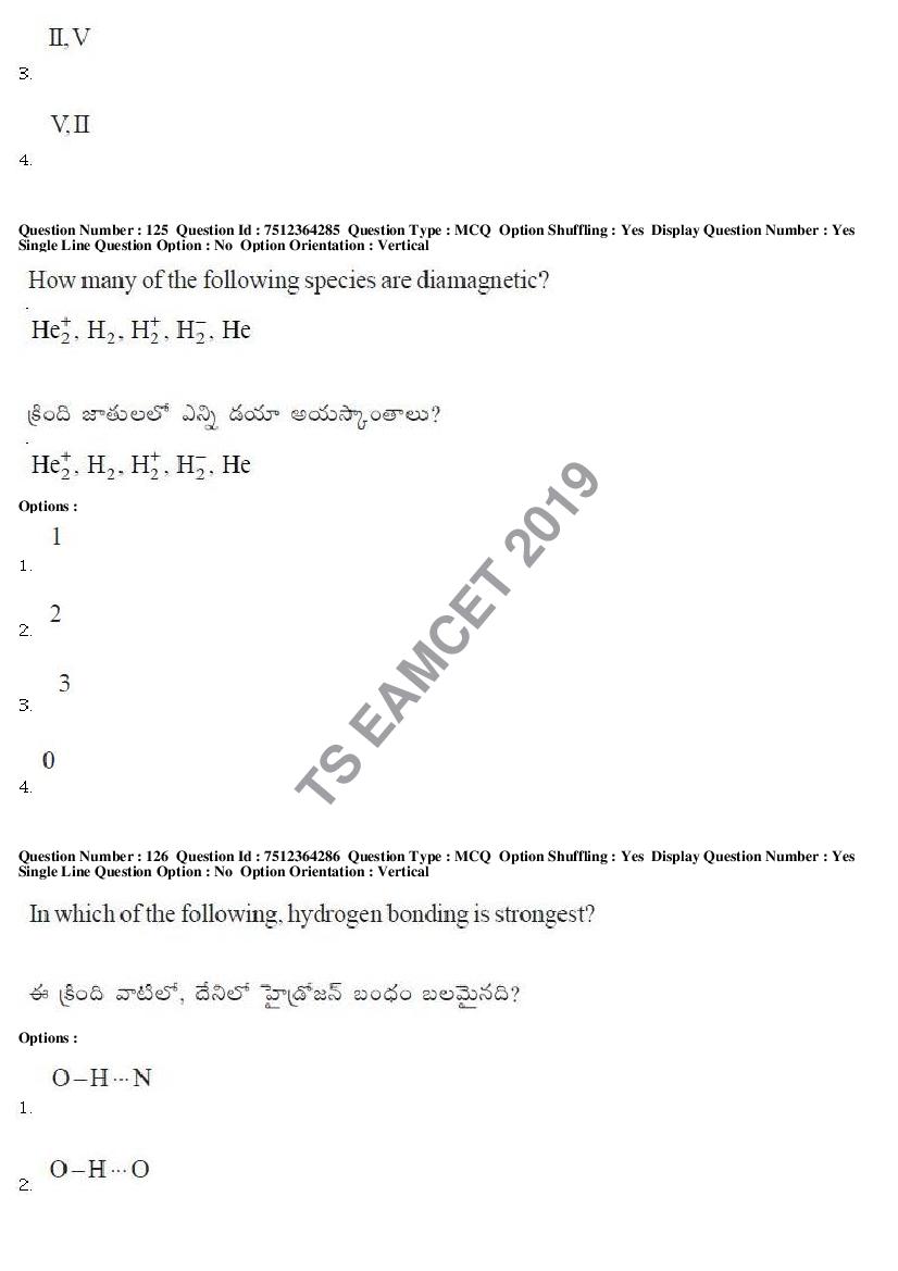 TS EAMCET 2019 Question Paper PDF with Answer Keys (8 Papers)