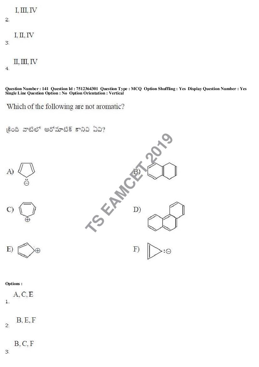 TS EAMCET 2019 Question Paper PDF with Answer Keys (8 Papers)