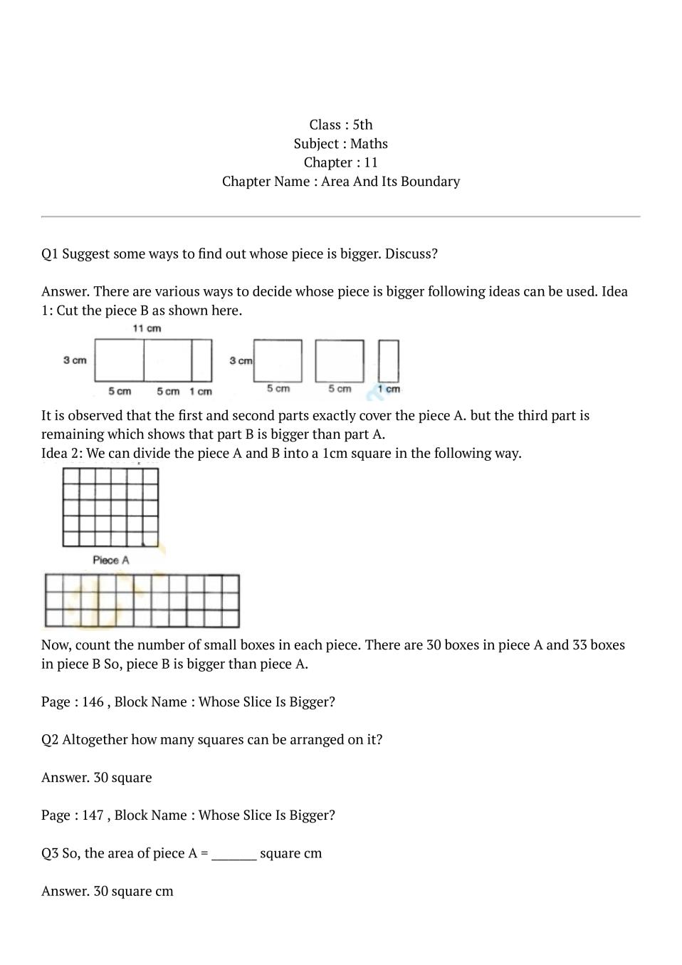 NCERT Solutions Class 5 Maths Chapter 11 Area And Its Boundary NCERT 