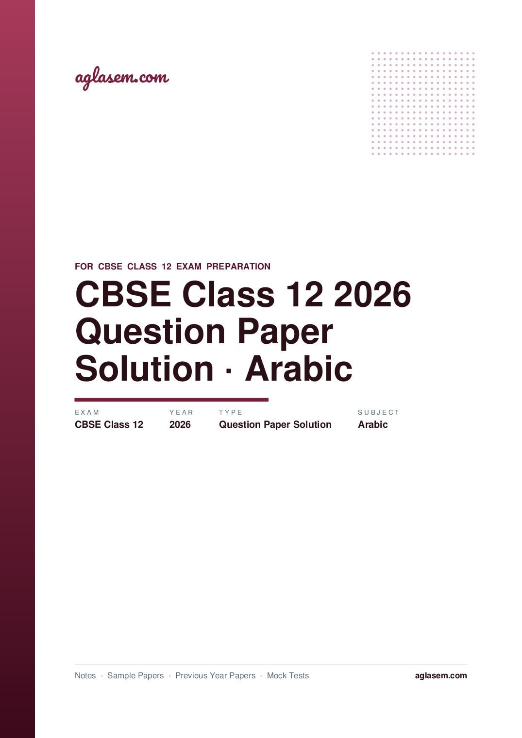 CBSE Class 12 Question Paper 2026 Solution Arabic - Page 1 of 10