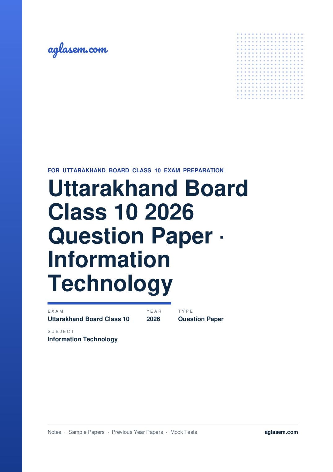 Uttarakhand Board Class 10 Question Paper 2026 For Information Technology - Page 1 of 5