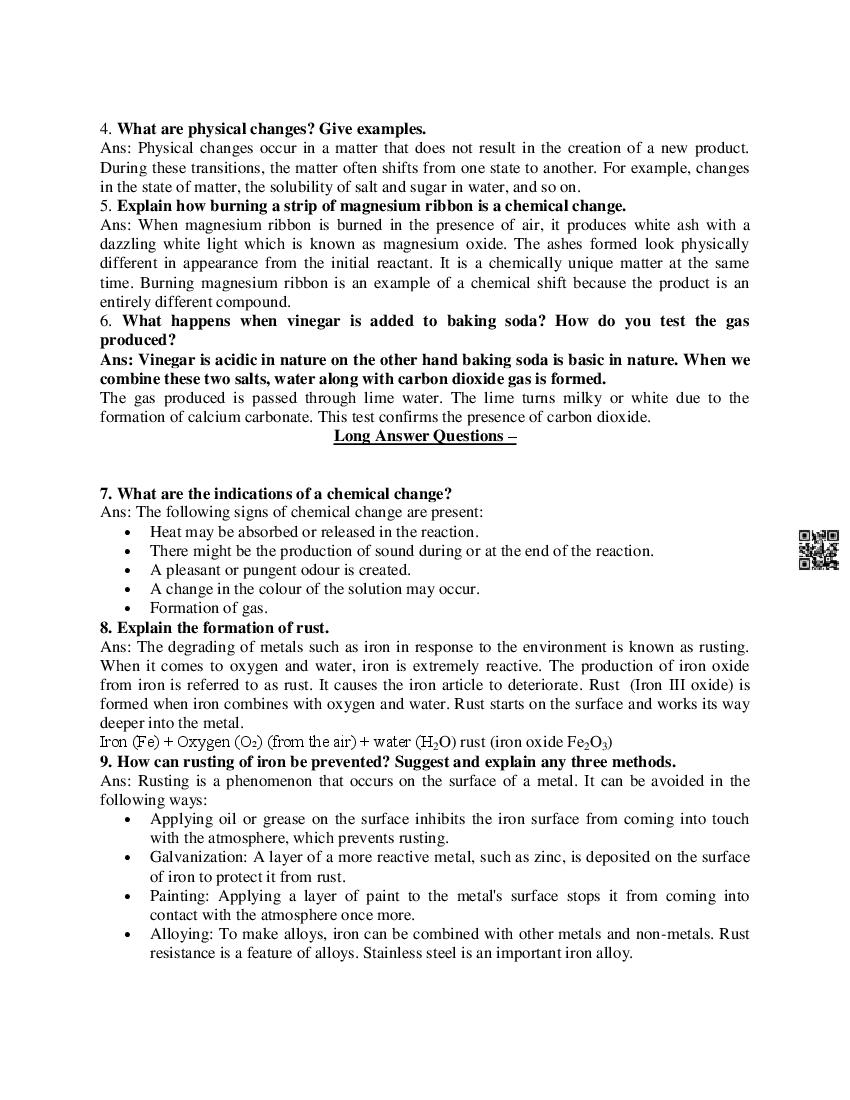 Class 7 Science Notes for Physical and Chemical Changes (PDF) - Study ...