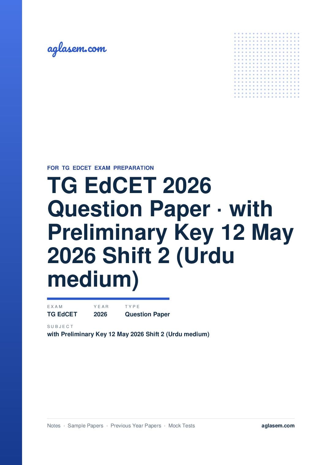 TG EdCET 2026 Question Paper with Preliminary Key 12 May 2026 Shift 2 (Urdu medium) - Page 1 of 106
