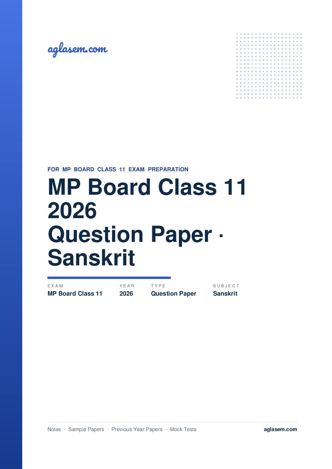 MP Board Class 11 Question Paper 2026 Sanskrit - Page 1 of 9