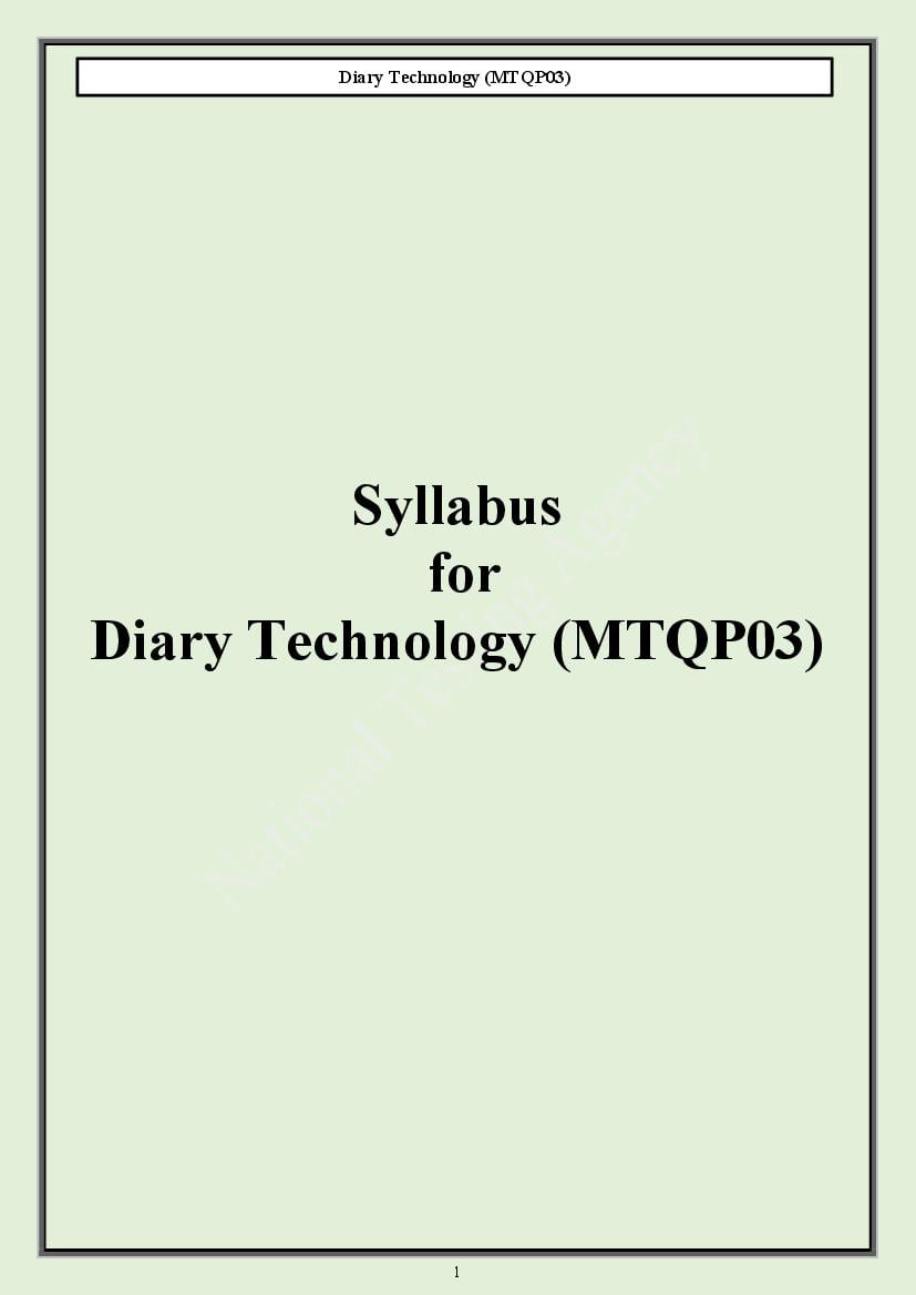 CUET PG 2024 Syllabus Diary Technology - Page 1