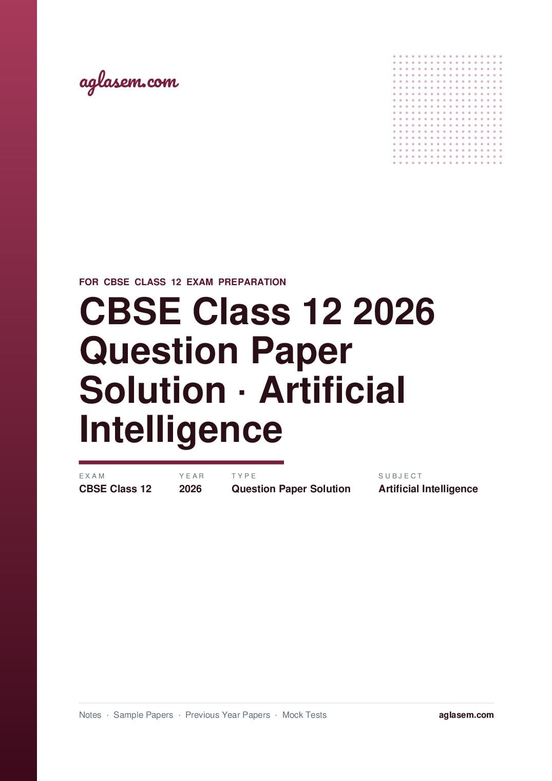 CBSE Class 12 Question Paper 2026 Solution Artificial Intelligence - Page 1 of 16