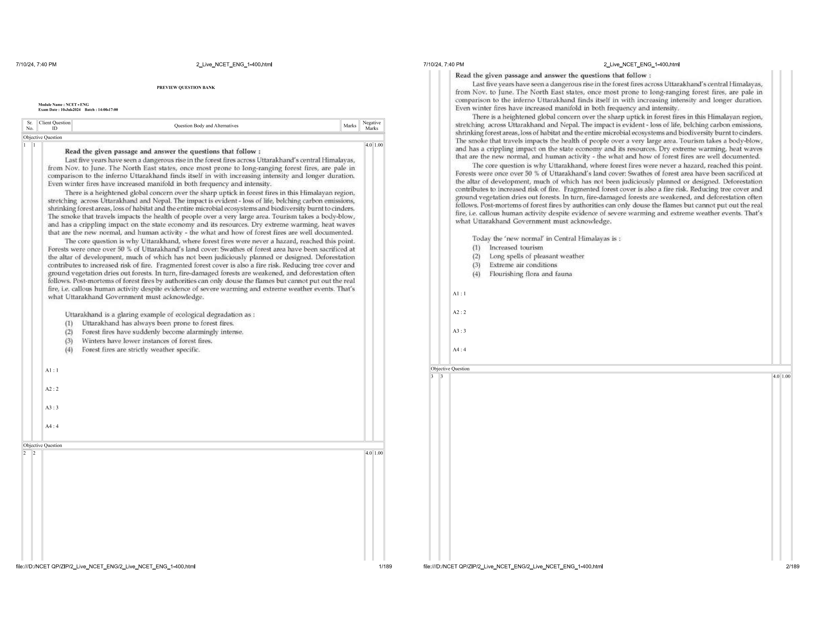 NCET 2024 Question Paper - Page 1