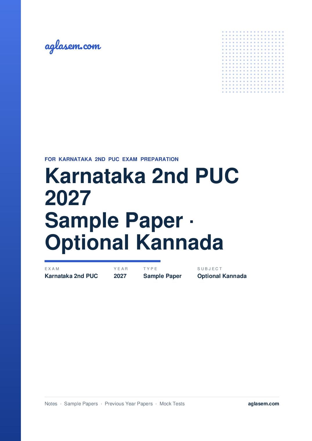 Karnataka 2nd PUC Model Question Paper 2027 for Optional Kannada - Page 1 of 5