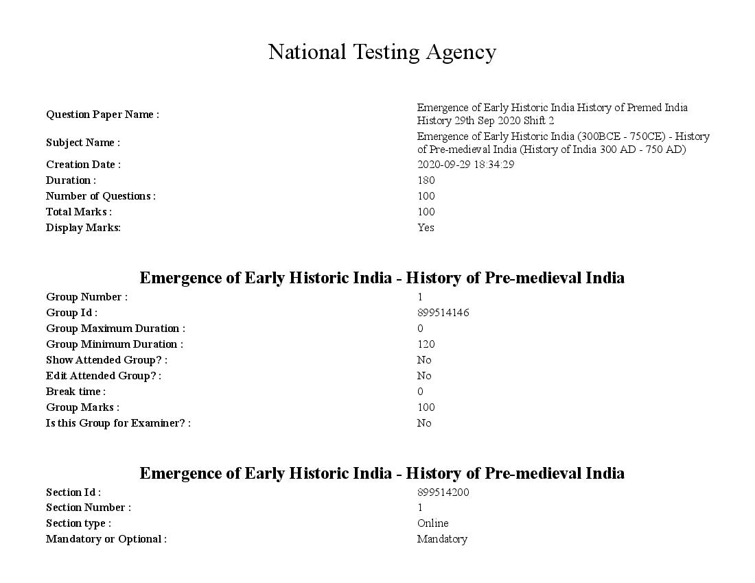 SWAYAM 2020 Question Paper Emergence of Early Historic India _300BCE - 750CE_ - Page 1 of 44