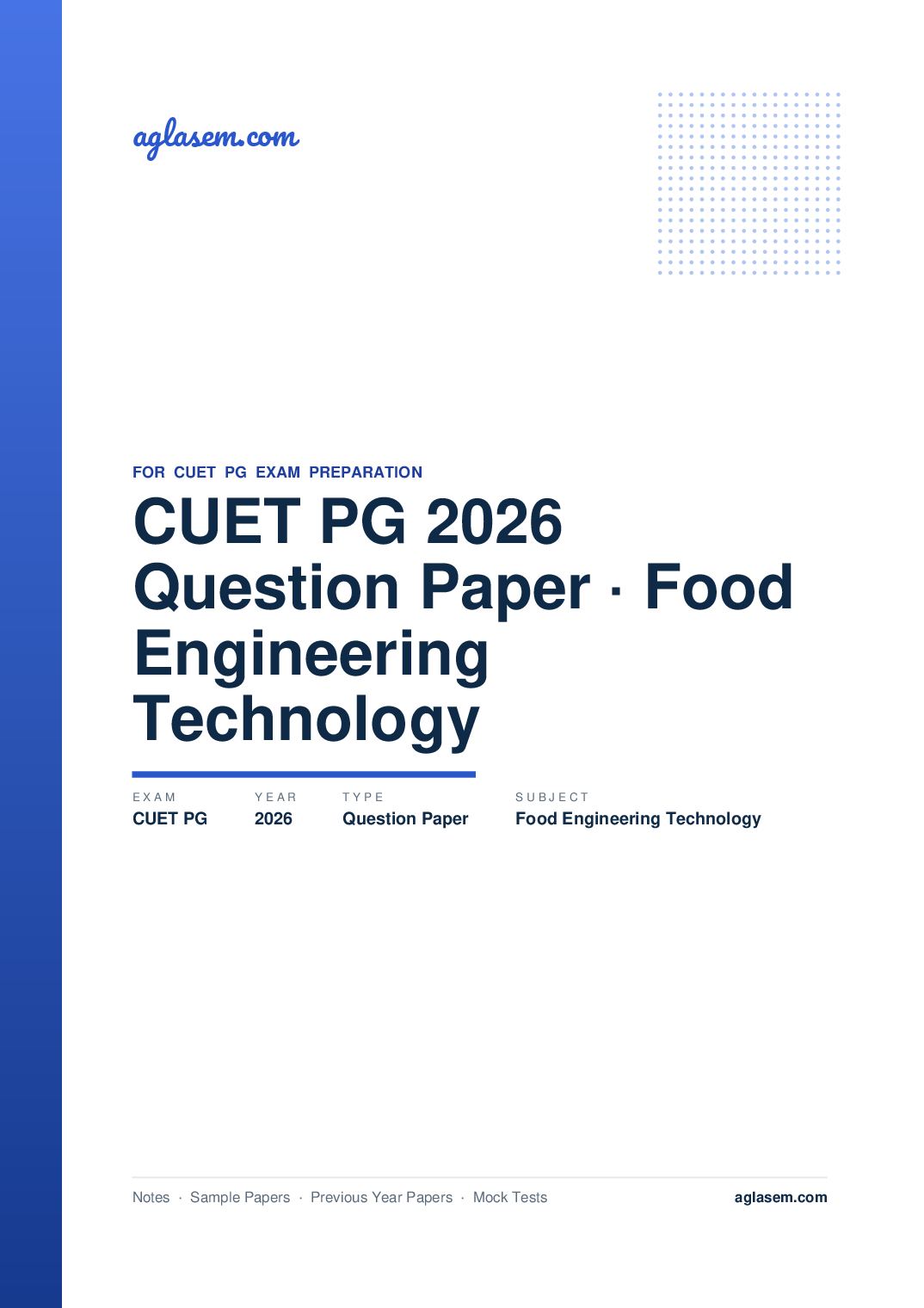 CUET PG 2026 Question Paper Food Engineering and Technology - Page 1 of 40