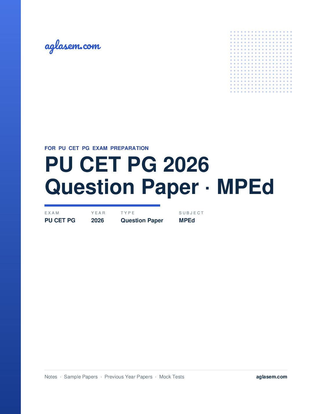 PU CET PG 2026 Question Paper MPEd - Page 1 of 9