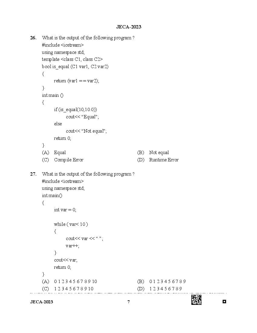 WB JECA 2023 Question Paper (PDF) - Download Here - AglaSem Admission