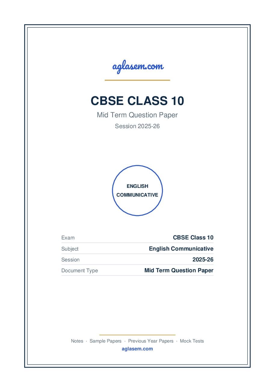 Class 10 Mid Term Question Paper 2025-26 English Communicative - Page 1 of 11
