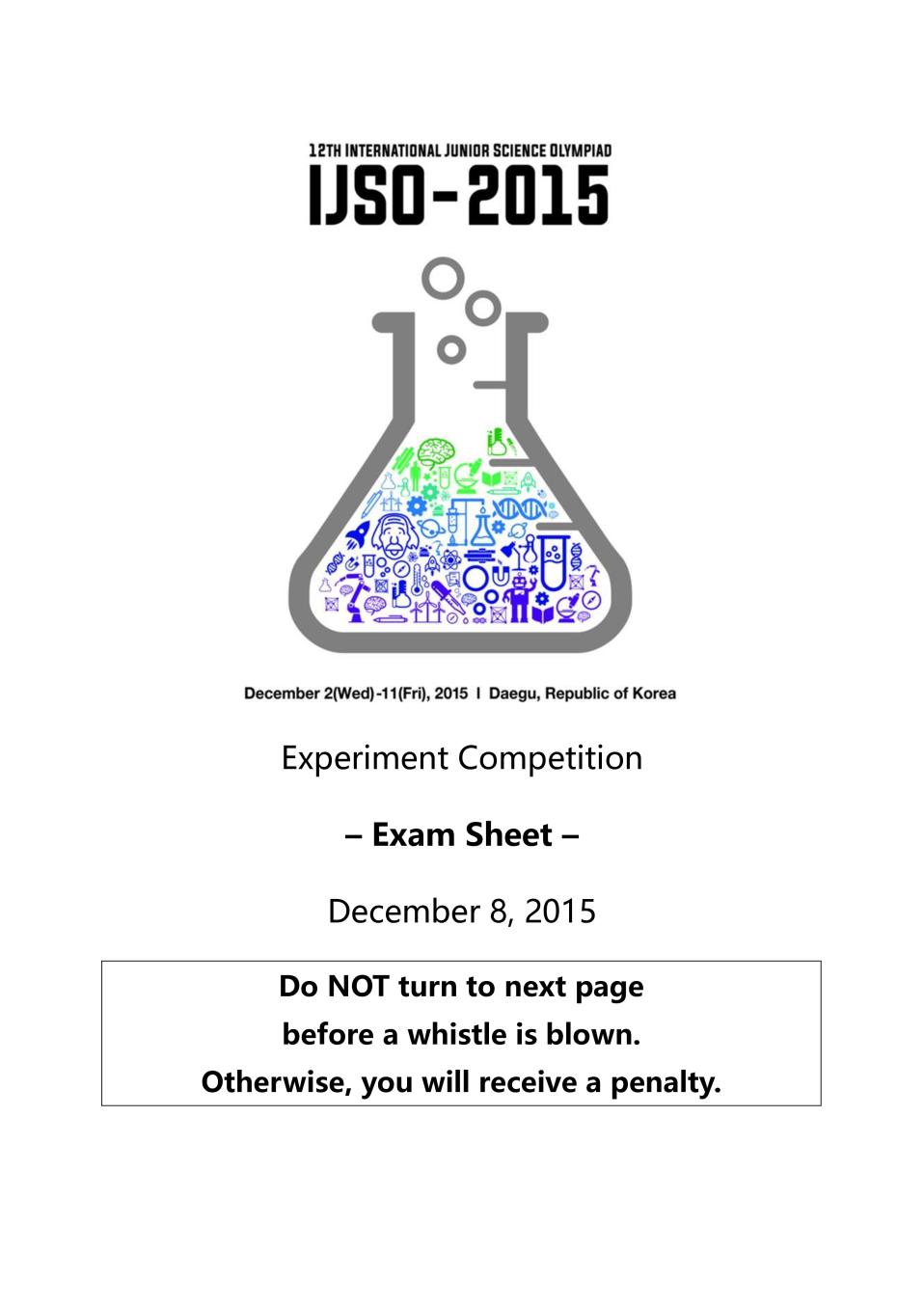 IJSO 2015 LAB Question Paper, Answer Sheet and Solutions - Page 1