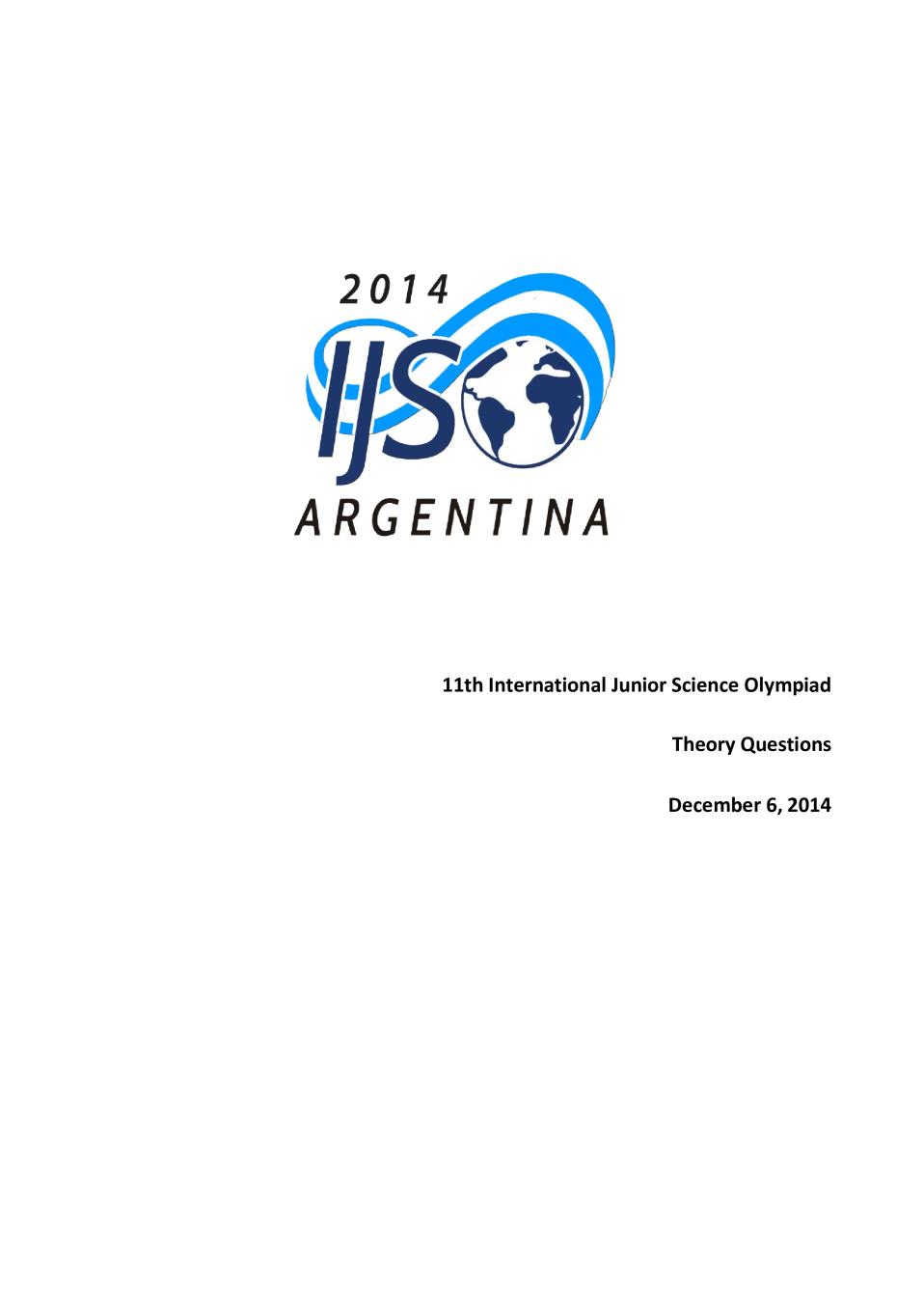 IJSO 2014 THEORY Question Paper, Answer Sheet and Solutions - Page 1