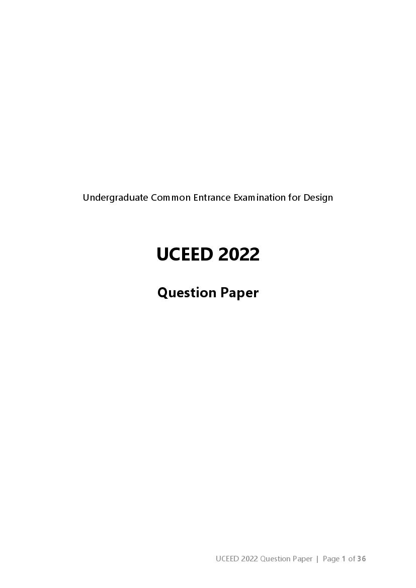 UCEED 2022 Question Paper - Page 1