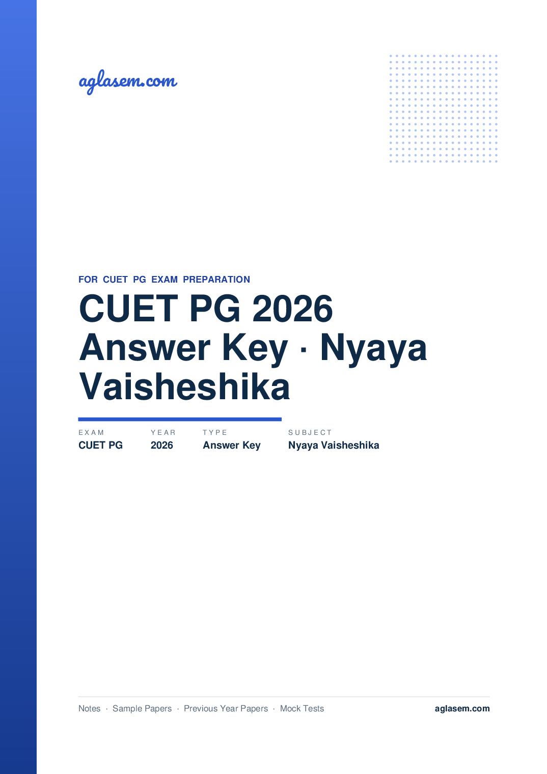 CUET PG 2026 Answer Key Nyaya Vaisheshika - Page 1 of 2
