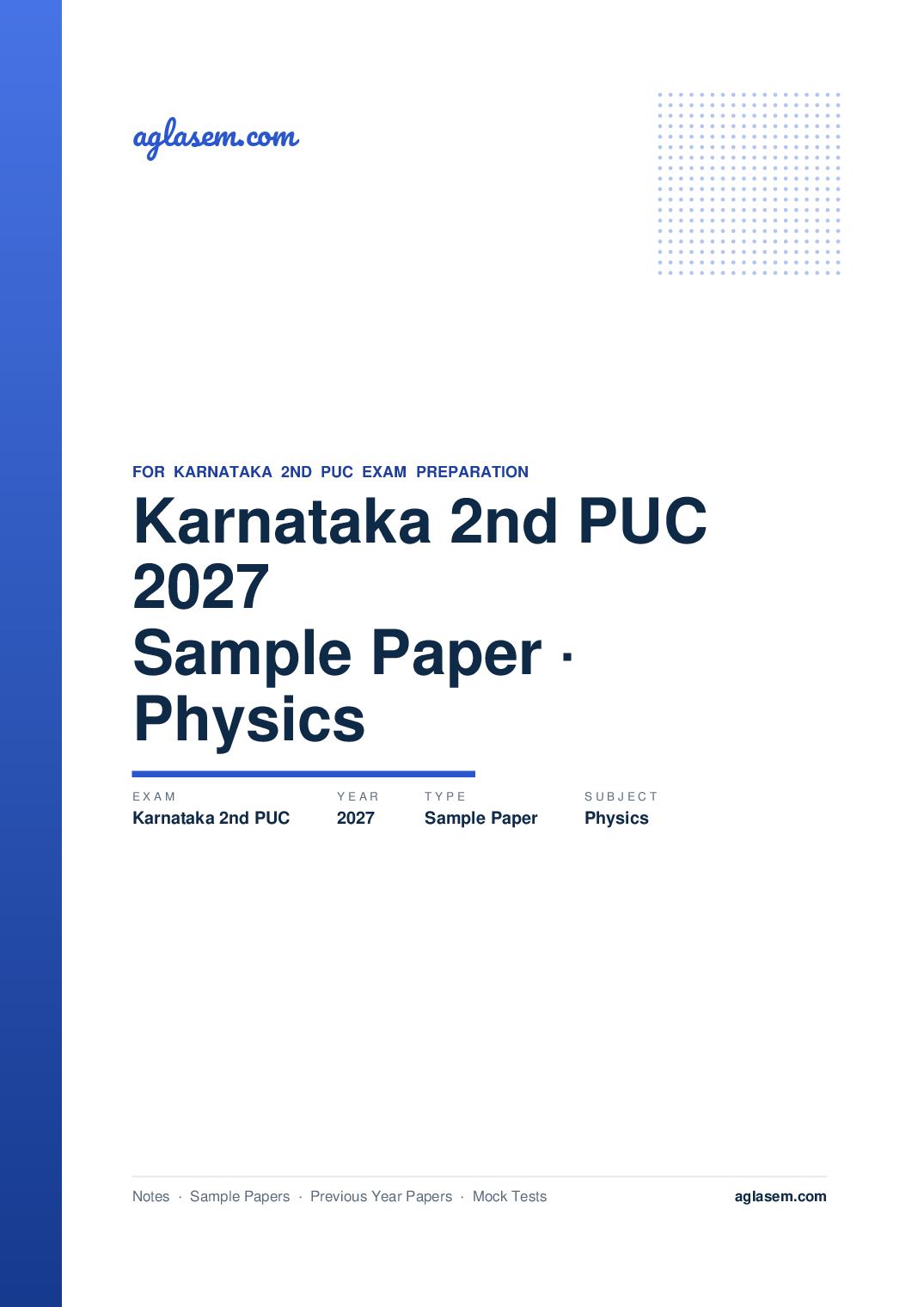 Karnataka 2nd PUC Model Question Paper 2027 for Physics - Page 1 of 5