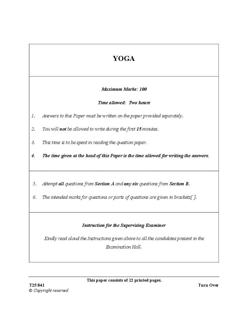 ICSE Class 10 Question Paper 2025 Yoga - Page 1