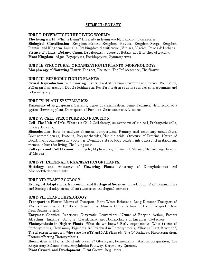 AP EAPCET Syllabus for Pharmacy and Agriculture - Page 1