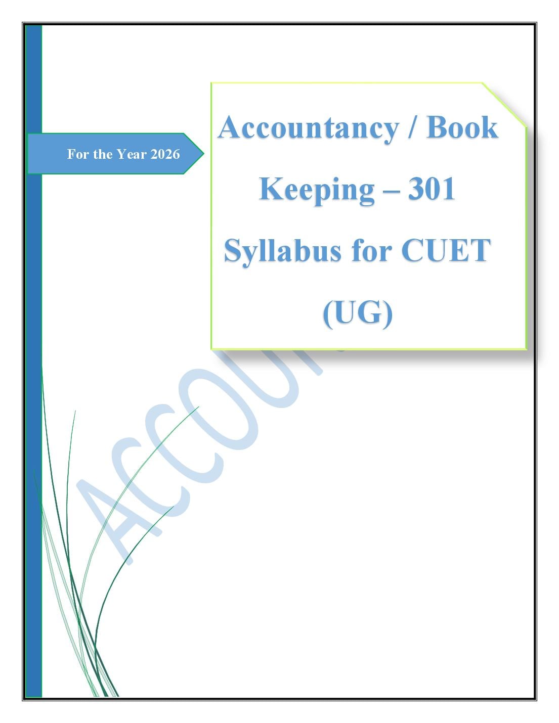 CUET 2026 Syllabus Accountancy and Book-Keeping (Code 301) - Page 1 of 3