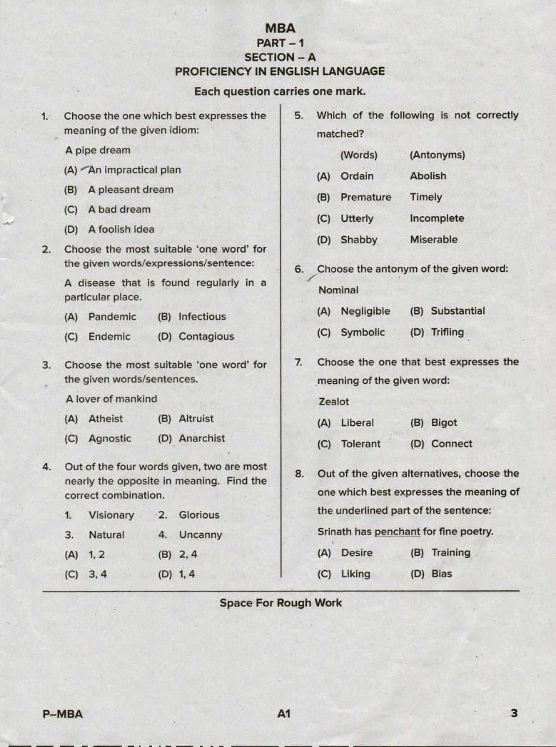 Karnataka PGCET 2020 Question Paper PDF with Answer Key (13 Papers)
