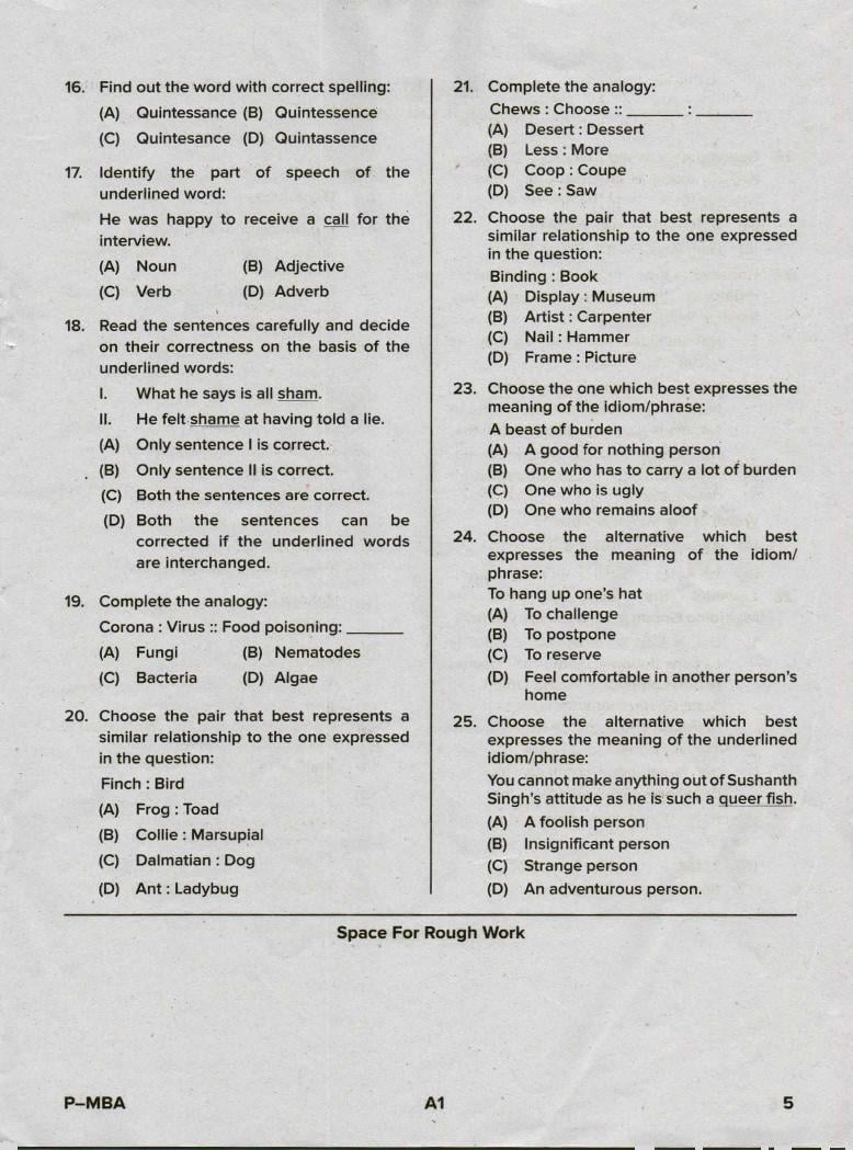 Karnataka PGCET 2020 Question Paper PDF with Answer Key (13 Papers)